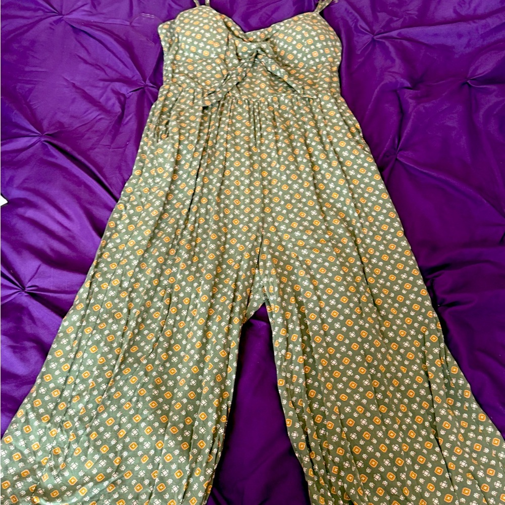 Green spaghetti strap jumpsuit